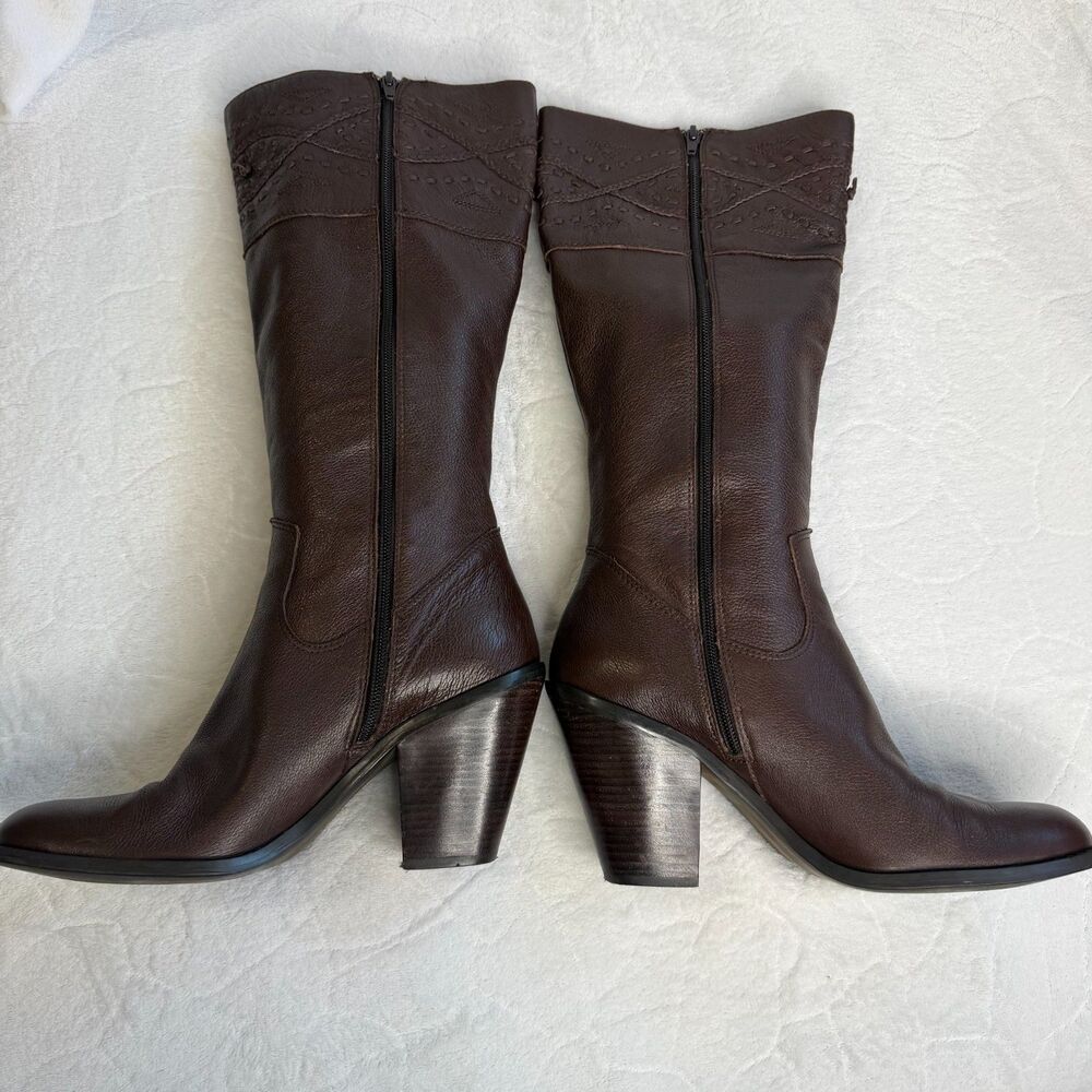 Coldwater Creek Brown Western Cowboy Boots Women's Size 10 Braided Detail - Picture 16 of 16